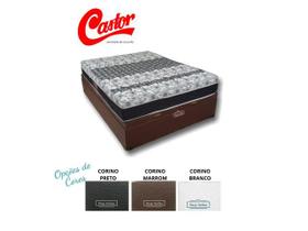 Conjunto Cama Box Baú Casal Viúva Jadmax + Colchão Castor Molas Class 128x188x67 (Largura menor ideal para espaços pequenos)