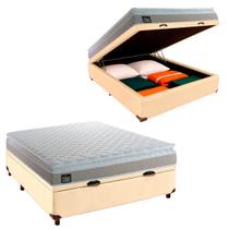 Conjunto Cama Box Bau Com Colchão Casal D33 Real Hellen