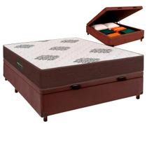 Conjunto Cama Box Bau Com Colchão Casal Inova D45 Inovaflex - Marrom