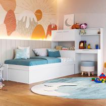 Conjunto Cama Box Baú Com Colchão Solteiro Juvenil Branco Istambul Art In Móveis