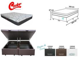 Conjunto Cama Box Baú King Size Jadmax + Colchão Castor Class 193x203x67