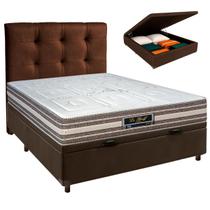 Conjunto Cama Box Bau Marrom Casal + Colchão Molas Ensacadas Legriff Sankonfort + Cabeceira Conjunto Cama Box Bau Marrom Casal + Colchão Molas Ensacadas Legriff Sankonfort + Cabeceira