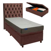 Conjunto Cama Box Bau Marrom Solteiro + Colchão D33 Orthotech Inducol + Cabeceira Conjunto Cama Box Bau Marrom Solteiro + Colchão D33 Orthotech Inducol + Cabeceira
