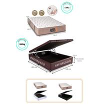 Conjunto Cama Box Baú Medida Especial Viúva + Colchão Sankonfort Tranquillité Molas Ensacadas 120x203x72 (Ideal para espaços pequenos)