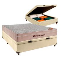 Conjunto Cama Box Bau Perola Casal + Colchão Molas Ensacadas Airtech Ortobom