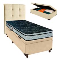 Conjunto Cama Box Bau Perola Solteiro + Colchão D28 Conforto Paropas + Cabeceira