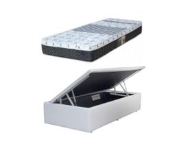 Conjunto Cama Box Baú Solteiro + Colchão de Molas Casto0r 88x188x67 - Conforto Macio