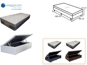 Conjunto Cama Box Baú Solteiro + Colchão de Molas Ensacadas Sleep Fresh 88x188x72 (Linha Alta Confortável)