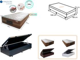 Conjunto Cama Box Baú Solteiro + Colchão Le Confort Molas Ensacadas C/ Espuma Nasa 88x188x76 - Linha Alta - Qualidade e Conforto