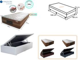 Conjunto Cama Box Baú Solteiro + Colchão Le Confort Solteiro 88x188x76 - Molas Ensacadas - Top de Linha - Espuma Nasa Maior conforto