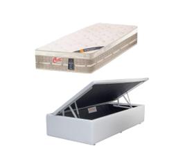 Conjunto Cama Box Baú Solteiro King Americano + Colchão de Molas Castor Premium Tecnopedic 96x203x72 ( Linha Alta)