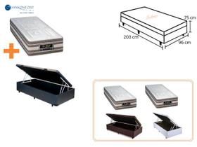 Conjunto cama Box Baú Solteiro King + Colchão Sankonfort 96x203x75 ( Linha Alta Conforto Firme)