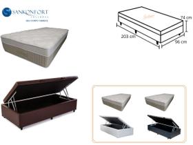 Conjunto Cama Box Baú Solteiro King + Colchão Sankonfort Strong Linha Firme Molas Ensacadas 96x203x74 (Resistente até 150kg) Conjunto Cama Box Baú Solteiro King + Colchão Sankonfort Strong Linha Firme Molas Ensacadas 96x203x74 (Resistente até 150kg)