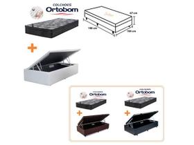 Conjunto Cama Box Baú Solteiro King Medida Especial + Colchão Ortobom Iso Superpocket 108x198x67 (Camas Funcionais)