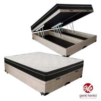 Conjunto Cama Box Baú Super King + Colchão Molas ensacadas Super King Linha Gold Suede