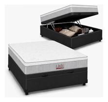 Conjunto Cama Box Baú Viúva + Colchão Latec Firm Sankonfort Cor:material sintético Preto