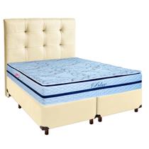 Conjunto Cama Box Bege Queen + Colchão Molas Ensacadas Blue Paropas + Cabeceira Conjunto Cama Box Bege Queen + Colchão Molas Ensacadas Blue Paropas + Cabeceira