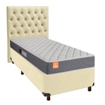 Conjunto Cama Box Bege Solteiro + Colchão D23 Pro Inducol + Cabeceira