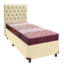 Conjunto Cama Box Bege Solteiro + Colchão D26 Ortophedic Sankonfort + Cabeceira