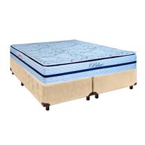 Conjunto Cama Box Blindado Casal + Colchão Molas Ensacadas Blue Paropas