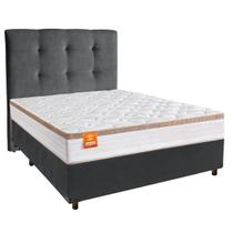 Conjunto Cama Box Blindado Casal + Colchão Molas Ensacadas Isis Real Inducol + Cabeceira