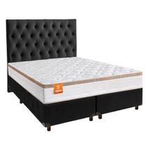 Conjunto Cama Box Blindado Casal + Colchão Molas Ensacadas Isis Real Inducol + Cabeceira