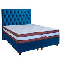 Conjunto Cama Box Blindado Casal + Colchão Molas Ensacadas Legaccy Paropas + Cabeceira