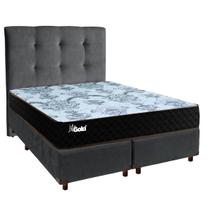 Conjunto Cama Box Blindado Casal + Colchão Molas Ensacadas Life Gold Paropas + Cabeceira