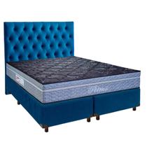 Conjunto Cama Box Blindado Casal + Colchão Molas Ensacadas Petrus Paropas + Cabeceira