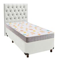 Conjunto Cama Box Branco Solteiro + Colchão D20 D20 Inducol + Cabeceira
