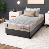 Conjunto Cama Box c/ Molas Ensacadas Alford Bege Solteiro 96x203x66 Conjunto Cama Box c/ Molas Ensacadas Alford Bege Solteiro 96x203x66