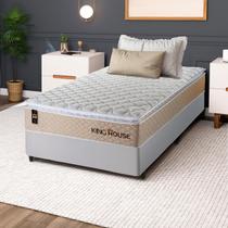 Conjunto Cama Box c/ Molas Ensacadas Alford Bege Solteiro 96x203x66 Conjunto Cama Box c/ Molas Ensacadas Alford Bege Solteiro 96x203x66
