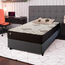 Conjunto Cama Box c/ Molas Ensacadas Allura Marrom Solteiro 88x188x58