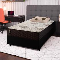 Conjunto Cama Box c/ Molas Ensacadas Allura Marrom Solteiro 88x188x58