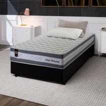 Conjunto Cama Box c/ Molas Ensacadas Alpine Cinza Solteiro 88x188x65