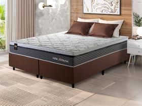 Conjunto Cama Box c/ Molas Ensacadas Benton Cinza King 193x203x71