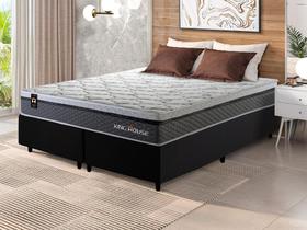 Conjunto Cama Box c/ Molas Ensacadas Benton Cinza Queen 158x198x71