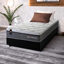 Conjunto Cama Box c/ Molas Ensacadas Benton Cinza Solteiro 88x188x71 Conjunto Cama Box c/ Molas Ensacadas Benton Cinza Solteiro 88x188x71