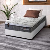 Conjunto Cama Box c/ Molas Ensacadas Benton Cinza Solteiro 88x188x71 Conjunto Cama Box c/ Molas Ensacadas Benton Cinza Solteiro 88x188x71
