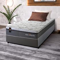 Conjunto Cama Box c/ Molas Ensacadas Benton Cinza Solteiro 96x203x71 Conjunto Cama Box c/ Molas Ensacadas Benton Cinza Solteiro 96x203x71