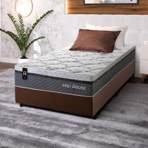 Conjunto Cama Box c/ Molas Ensacadas Benton Cinza Solteiro 96x203x71