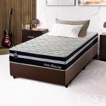 Conjunto Cama Box c/ Molas Ensacadas Durham Preto Solteiro 96x203x60