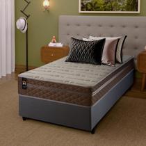 Conjunto Cama Box c/ Molas Ensacadas Georgia Bege Solteiro 88x188x60