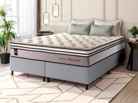 Conjunto Cama Box c/ Molas Ensacadas Liverpool Bege Queen 158x198x73