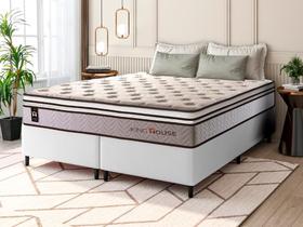 Conjunto Cama Box c/ Molas Ensacadas Liverpool Bege Queen 158x198x73