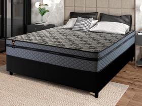 Conjunto Cama Box c/ Molas Ensacadas Montreal Cinza Casal 138x188x64