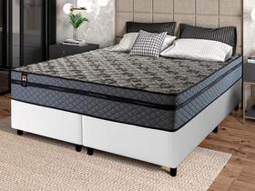 Conjunto Cama Box c/ Molas Ensacadas Montreal Cinza Queen 158x198x64 Conjunto Cama Box c/ Molas Ensacadas Montreal Cinza Queen 158x198x64