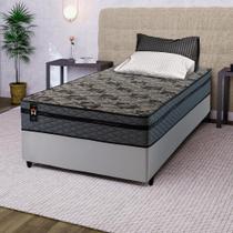 Conjunto Cama Box c/ Molas Ensacadas Montreal Cinza Solteiro 88x188x64 Conjunto Cama Box c/ Molas Ensacadas Montreal Cinza Solteiro 88x188x64