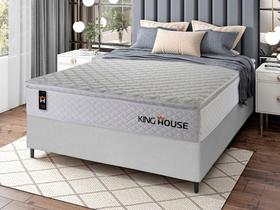 Conjunto Cama Box c/ Molas Ensacadas New Moon Branco Casal 138x188x66 Conjunto Cama Box c/ Molas Ensacadas New Moon Branco Casal 138x188x66