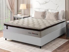 Conjunto Cama Box c/ Molas Ensacadas New York Branco Casal 138x188x73 Conjunto Cama Box c/ Molas Ensacadas New York Branco Casal 138x188x73